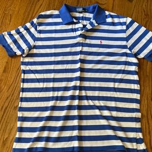 Ralph Lauren Blue/White Stripe Polo Shirt